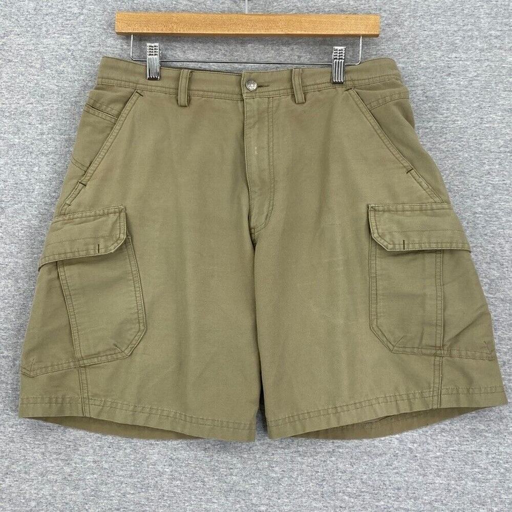 REI Shorts Mens 32 Khaki Cargo Flat Front Mid Rise Hiking Activewear Fishing